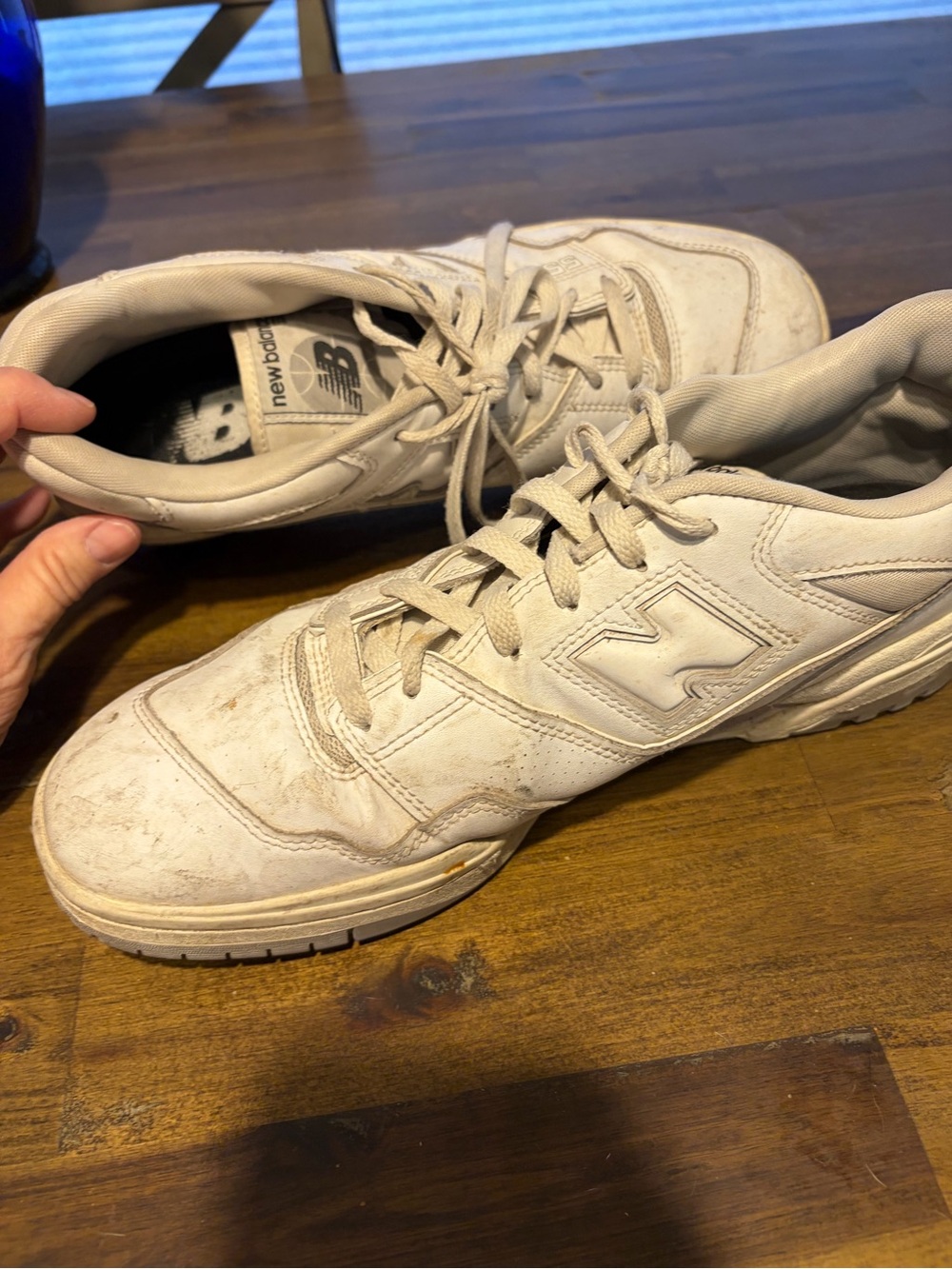 New Balance Men's Off-White Leather Lace-Up Sneakers